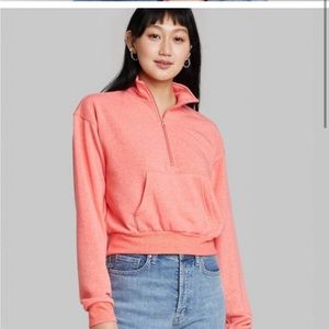 Long sleeve coral quarter zip sweatshirt wild fable